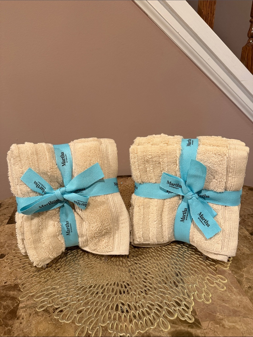 Martha Stewart Cream 4-Piece Washcloths, 2 Sets